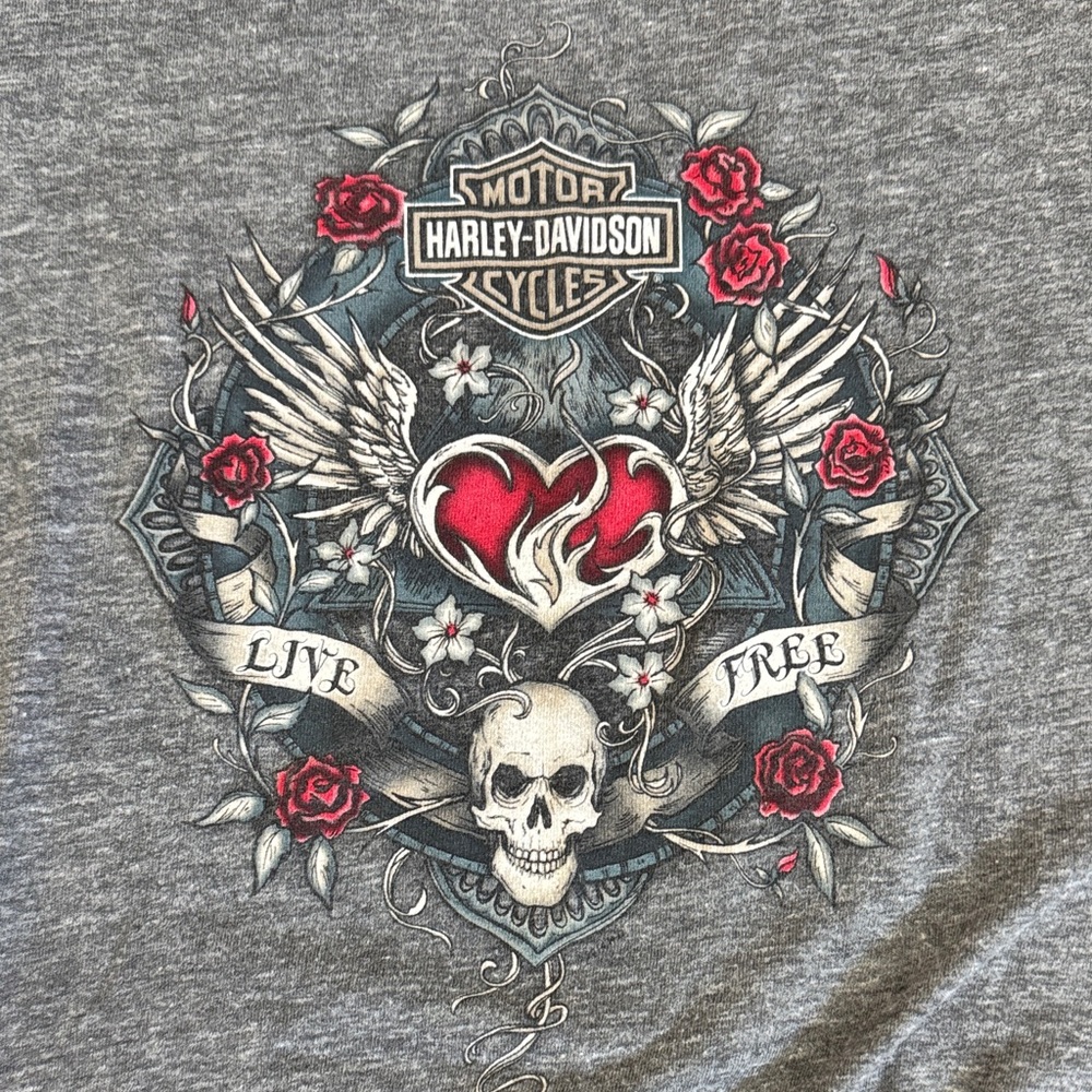 Y2K Harley-Davidson Skull Graphic Tee SZ M - Picture 4 of 6